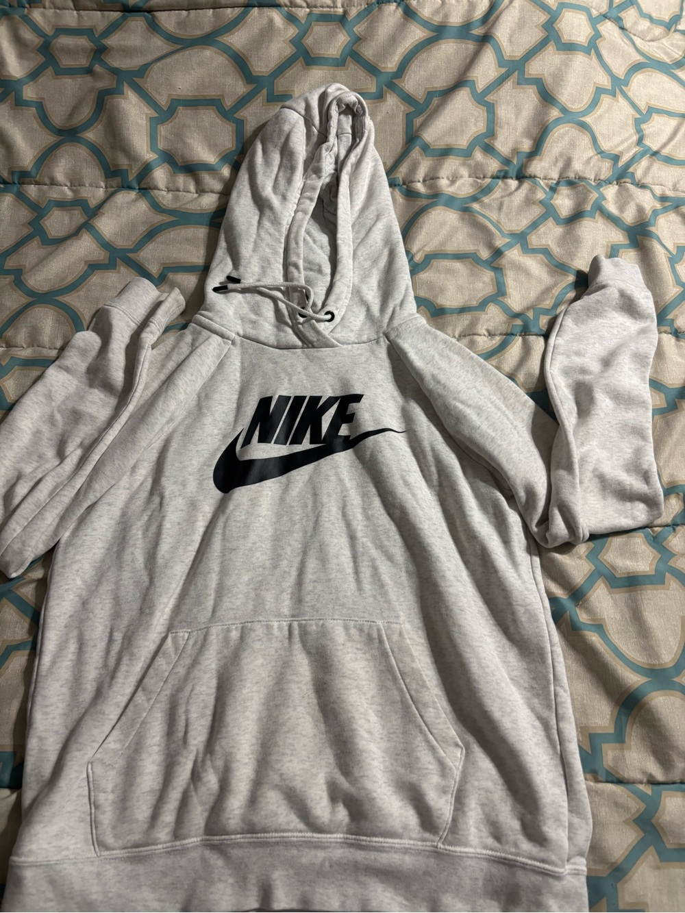 Nike Light Gray Hoodie with White Swoosh Tag